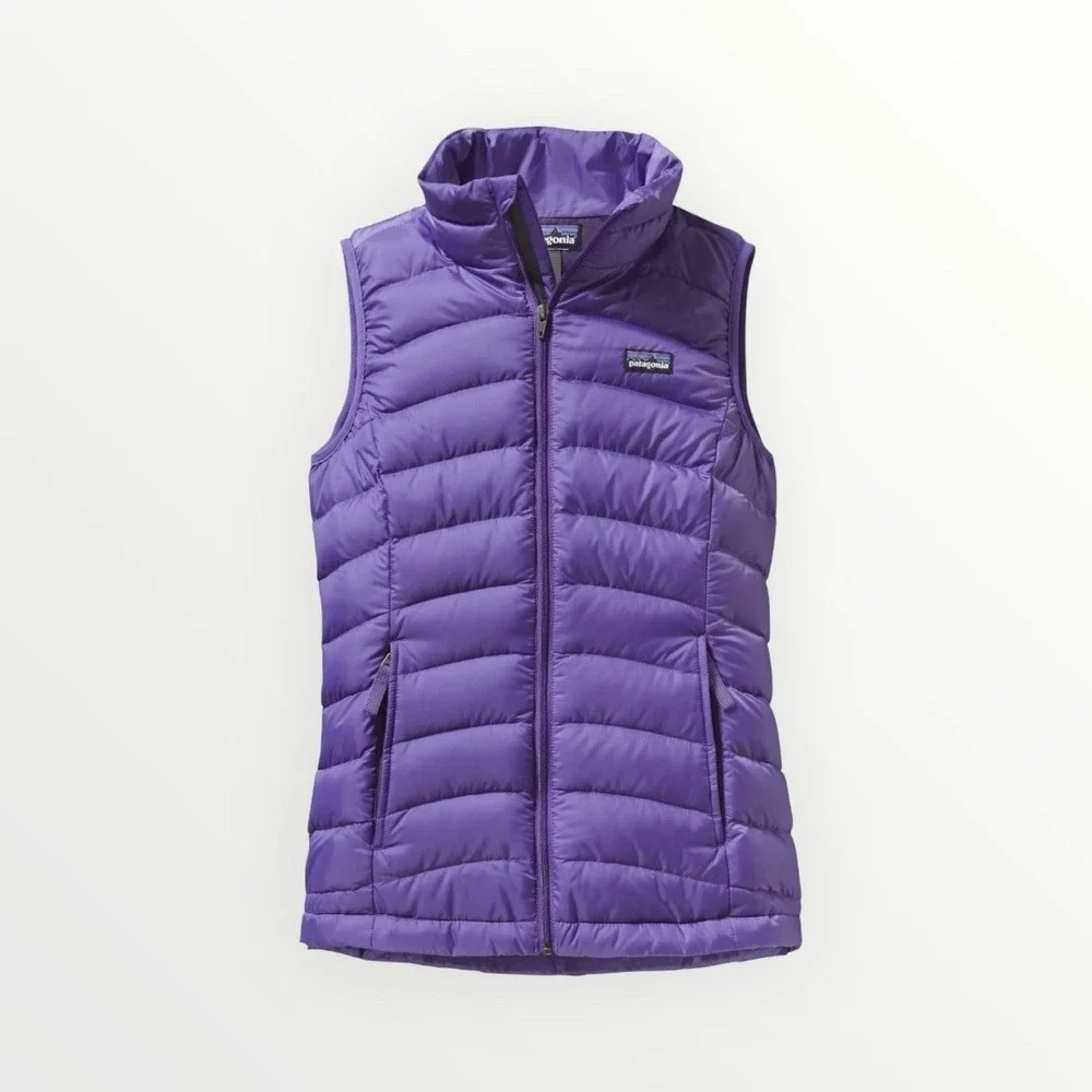 Patagonia Down Sweater Vest Girls Large Purple Quilted Puffer Full Zip 68226FA14